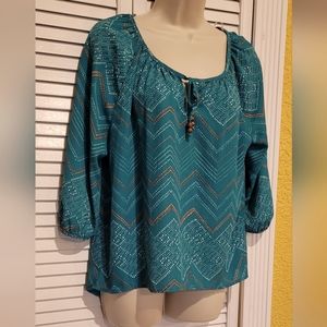 Hollywould Teal Boho Blouse